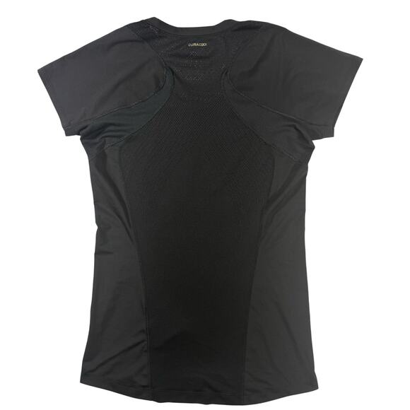 Adidas Womens S Black Active Tee Gold Logo Mesh Panels Running Training Top - Picture 3 of 9